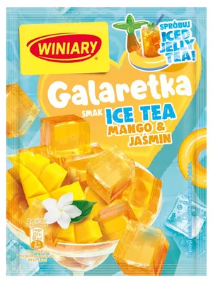 Imagen del producto de Winiary, gelatina con sabor a té helado, mango y jazmín, 47 g