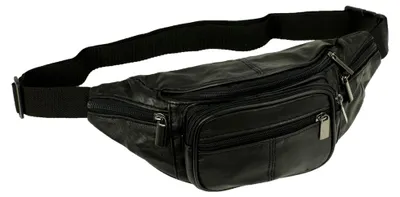 Produktbild von Gürteltasche Bauchtasche Hüfttasche Schwarz Echt Leder Umhängetasche