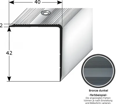 Produktbild von Treppenkante "Forli", Treppenkantenprofil / Winkelprofil (Größe 40 mm x 42 mm) aus Aluminium eloxiert, gebohrt, von Auer Metall-bronze dunkel-2700