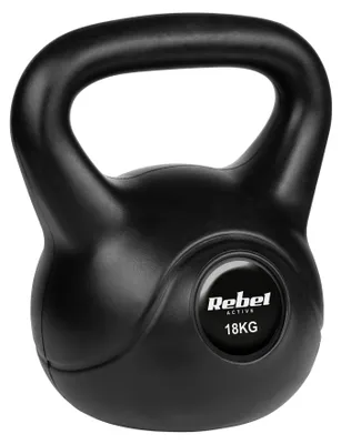 Image de Kettlebell de 18 kg, en bitume avec revêtement PVC, pour entraînement de la force, couleur noire