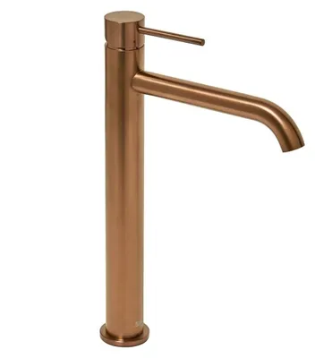 Zdjęcie produktu dla Bateria umywalkowa jednouchwytowa SAT Aurum, wysokość 30,8 cm, stal nierdzewna, wykończenie różowe złoto, szczotkowane
