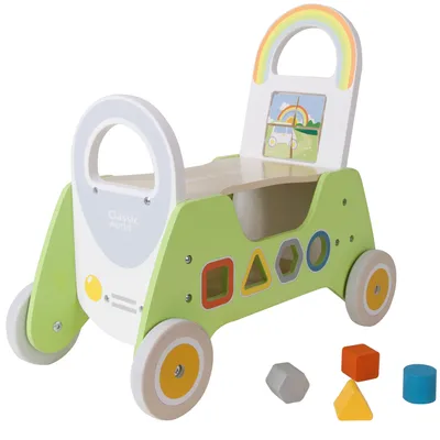 Image de Trotteuse en bois avec activités Classic World, 2 en 1
