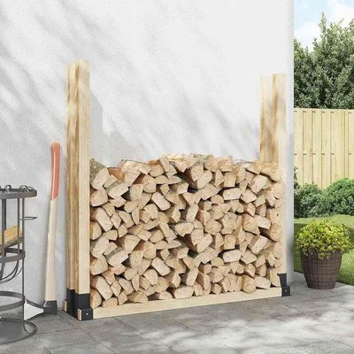 Zdjęcie produktu dla Stelaż do przechowywania drewna 34 x 10 x 15 cm - stal - antracyt - wytrzymała konstrukcja do przechowywania drewna w garażu i szopie - 2 sztuki