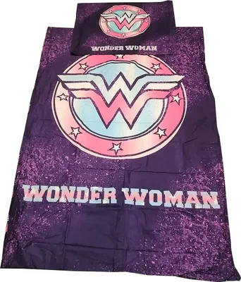 Obrázek produktu pro Ložní souprava DC Wonder Woman - Logo v růžové/modré barvě pro dospělé 140x200 cm + 70x90 cm