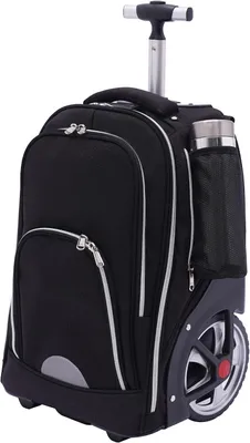 Productafbeelding van Trolley reistas - Wielen rugzak - Zakelijk reizen - Verstelbare trekstang - 33x25x49 cm - Zwart