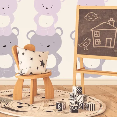 Produktbild von TADESSI Tapete Kinderzimmer M1-No.751 Vliestapete Rosa Grau Tapete mit Tieren Jungenzimmer Mädchenzimmer