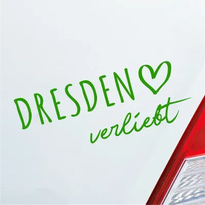 Produktbild von Auto Aufkleber Dresden verliebt Herz Stadt Heimat Liebe Car 19x7 cm Hellgrün Sticker Heckscheibenaufkleber