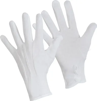 Produktbild von Deluxe Handschuhe Weiß mit Druckknopf Baumwolle Clown Karneval Fasching Halloween
