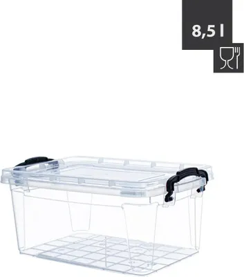 Produktbild von Box SOFIA 8.5 Liter 36x23x15,5cm Transparent mit schwarzen Griffen Polypropylen Haushalt-/ Gastrobedarf