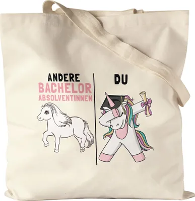 Produktbild von Andere Bachelorabsolventinnen Du Jutebeutel Stoffbeutel Canvas  Pferd Einhorn Geschenkidee Lustig Studentin Studium Hochschule Uni