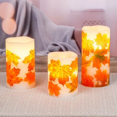 Obrázok produktu pre Jesenné" LED sviečky, sada 3 ks