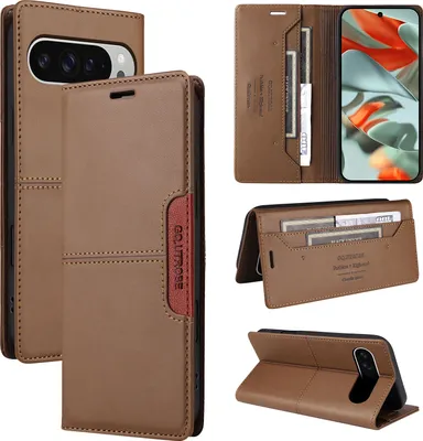 Produktbild von Handyhülle für Google Pixel 10 Pro XL Hülle, Leder Flip Wallet Kartenfach Stand Schutzhülle Braun