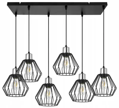 Produktbild von LED Pendelleuchte mit Draht-Lampenschirm – Moderne Hängelampe / Kronleuchter im Industrial Stil