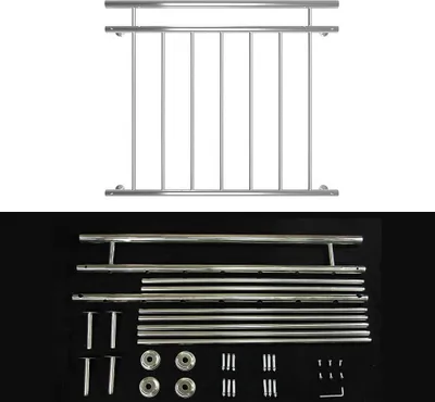 Produktbild von Melko Geländer Treppengeländer Balkongitter Balkongeländer aus V2A Edelstahl in Silber Französischer Fenster Handlauf Stabgeländer