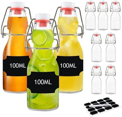 Produktbild von Bügelflaschen, 100 ml - Glasflaschen - Auslaufsicher - Luftdicht - Spülmaschinenfest - Wiederverwendbar