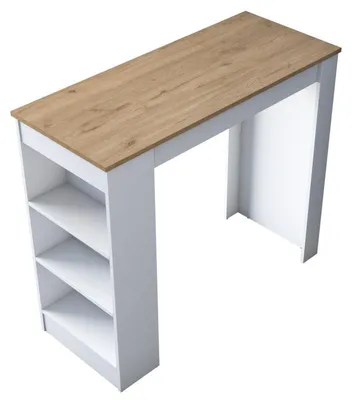 Image de Table de cuisine en Bois MDF noyer et blanc - L 120 × P 50 × H 100 cm - Style Scandinave