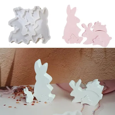 Produktbild von Silikonform Osterhase Gießform für Gips & Epoxidharz 3D-Dekoration