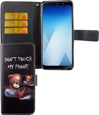 Produktbild von Handyhülle Tasche für Handy Samsung Galaxy A8 2018 Schriftzug Bär mit Kettensäge