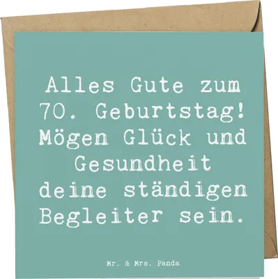 Produktbild von Mr. & Mrs. Panda Glückwunschkarte Spruch 70. Geburtstag Glück und Gesundheit - Meeresbrise - Geschenk, Grußkarte, Jubiläum, faltkarte, besonderer Tag, anlasskarte, Alter