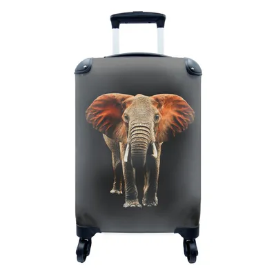 Produktbild von MuchoWow® Koffer Handgepäck Trolley Rollkoffer Kleine Reisekoffer mit 4 Rollen - Elefant - Schwarz - Orange - Cabin Size < 55x40x23 cm & 55x40x20 cm - Fotokoffer - Kabinenkoffer - Boardgepäck - Reise-Box - Reisekoffer - Reisegepäck - Koffer mit Bild - Trolley für Kinder