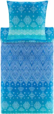 Produktbild von Bassetti Satin-Bettwäsche-Garnitur KERALA Farbe B1 BLAU Größe 200x200+2x80x80