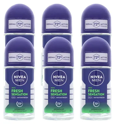 Produktbild von 6 x NIVEA MEN Fresh Sensation Deo Roll On je 50ml Antitranspirant