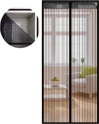 Produktbild von Fliegengitter Tür Insektenschutz Magnet Fliegen Gitter Vorhang Fliegenvorhang für Balkontür Wohnzimmer Klettband Fassung Schwarz 100 x 210 CM