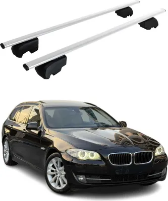 Image de Barres de toit transversales pour BMW Série 5 F11 Break 2009-2017 Fer Argent 2x