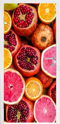 Produktbild von MuchoWow® Türtapete Selbstklebende Türfolie Orange - Granatapfel - Rot 95x235 cm Türposter Türaufkleber Klebefolie Türklebefolie - XXL-Poster - Türtapeten - Türplakaten
