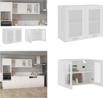 Produktbild von vidaXL Hängeglasschrank Weiß 80x31x60 cm Holzwerkstoff - Hängeglasschrank - Hängeglasschränke - Küchenschrank - Küchenschränke