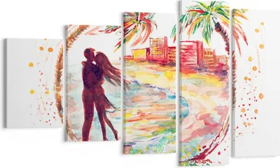Produktbild von Bild auf Leinwand - Leinwandbild - Liebe Palmen Ansicht Sommer - 100x60cm - Wand Bild - Wanddeko - Leinwanddruck - Bilder - Kunstdruck - Wanddekoration - Leinwand bilder - Wandkunst - EG100x60-2989