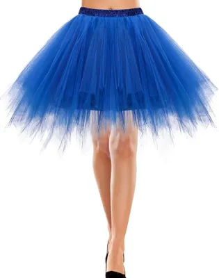 Immagine prodotto di Gonna corta in tulle, stile anni '50, vintage, retrò, da ballerina, blu, taglia L