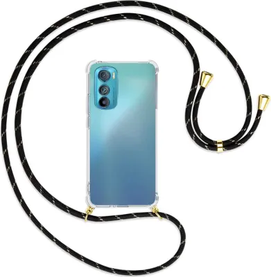 Produktbild von Handykette Backcover-Schutzhülle mit Band (Metall goldfarben) für Motorola Edge 30 5G - schwarz/gold
