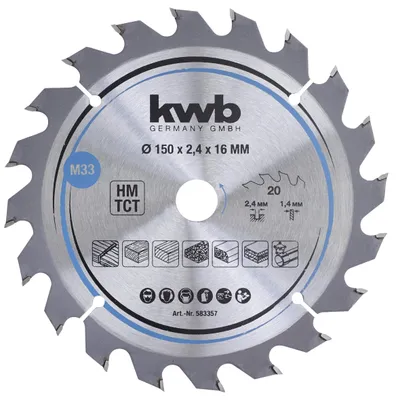 Obrázek produktu pro kwb 583357 Karbidový pilový kotouč 150 x 16 mm 1 ks