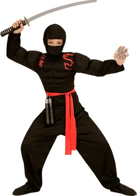 Produktbild von Ninja-Kostüm für Kinder schwarz-rot