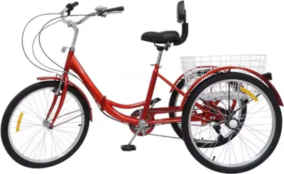 Produktbild von Dreiräder Luco – 7 Gänge – 24 Zoll – Faltbar – Verstellbar – Mit Korb – Vorderbremse – Gelb – Fahrrad für Erwachsene und Senioren – 120kg