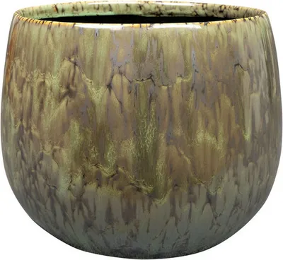 A close-up studio shot of a ceramic planter.