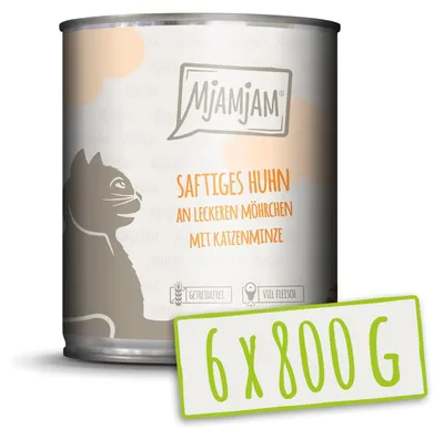 Produktbild von MjAMjAM saftiges Huhn an leckeren Möhrchen, Adult, jede Rasse, Karotte, Huhn, 800 g, Getreidefrei