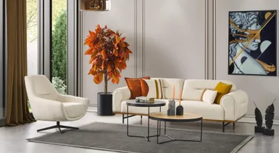 Produktbild von Sofagarnitur 3 + 1 Sitzer Möbel Set Design Beige Modern 2tlg. Couchen