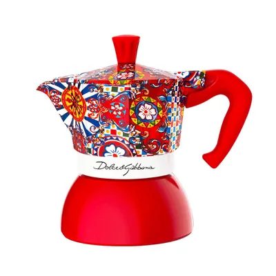 Obrázek produktu pro Bialetti Moka Induction Dolce&Gabbana, Moka konvička, 0,09 l, Modrá, Červená, Bílá, Hliník, Ocel, 2 hrnků, Termoplastik