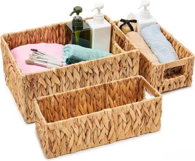 Produktbild von Wasserhyazinthe Aufbewahrungsboxen Set 3 mit Griffen