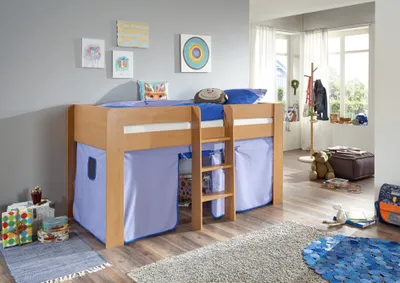 Produktbild von Relita Halbhochbett ANDI Liegefläche 90 x 20 cm Nachbildung natur inkl. Vorhang; BH1684114+TX5002026