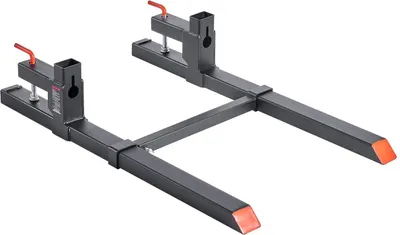 Produktbild von Palettengabeln, 907 kg Klemmvorrichtung für Palettengabeln, 109 cm Gesamtlänge Hochleistungs-Traktorgabel mit verstellbarer Stabilisierungsstange für Traktoranbaugeräte, Laderschaufel und Kompaktlader, schwarz