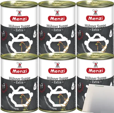 Produktbild von Menzi Hühner Suppe Extra Konzentriert 1:7 6er Pack (6x400ml Dose) + usy Block