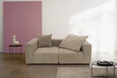 Produktbild von DOMO Collection Sofa 800011, 2 Sitzer, Rechteckig, individuell kombinierbar, Cord Couch, Couchgarnitur, 216 x 108 x 69 (BxTxH), schlamm