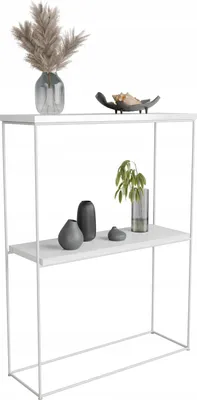 Zdjęcie produktu dla Konsola metalowa toaletka stolik półka stojąca loft biały połysk 60x20h80