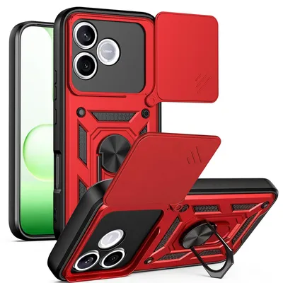 Produktbild von Outdoor Hülle für Honor 600 Lite Handyhülle mit Kameraschutz Ringhalter Rot
