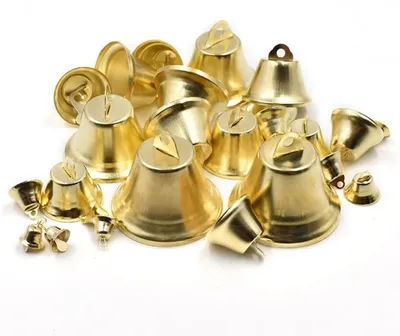 Mini-Glocken 14 mm, 70 Stück, gold, Metall, Bastelglocken