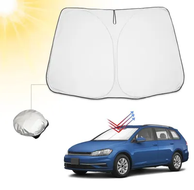 Immagine prodotto di Copertura parasole per parabrezza auto, compatibile con VW Golf Mk7 7.5 dal 2013 al 2019, pieghevole, con protezione UV