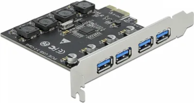 Productafbeelding van Delock PCI Express x1 kaart met 4 externe USB Type-A poorten, SuperSpeed USB (USB 3.2 Gen 1)